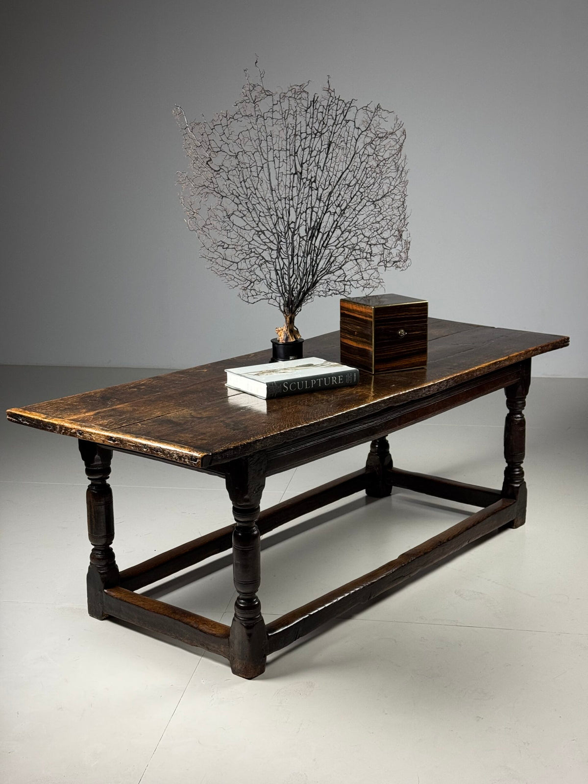 17th Century Oak Refectory Table with Carved Leaf Rail, photo 9