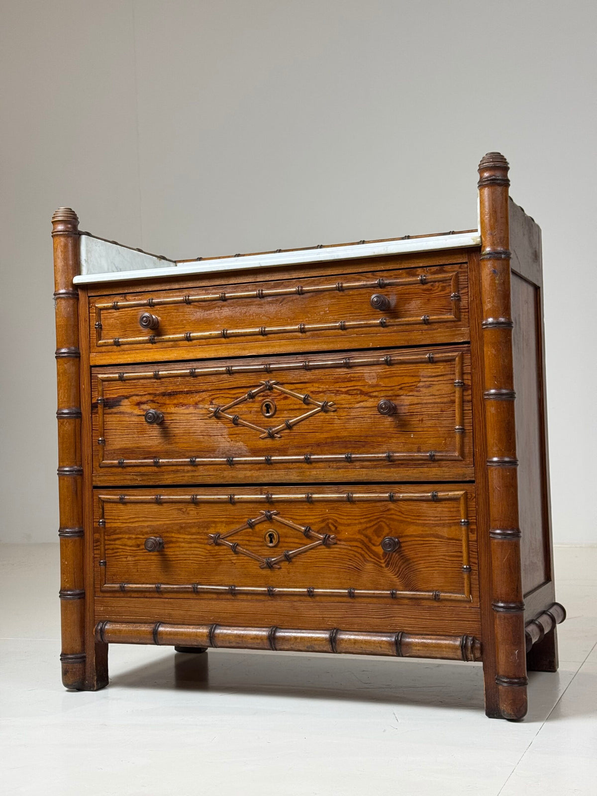 Faux Bamboo Commode with Marble Top, France or Belgium, c. 1900, photo 2