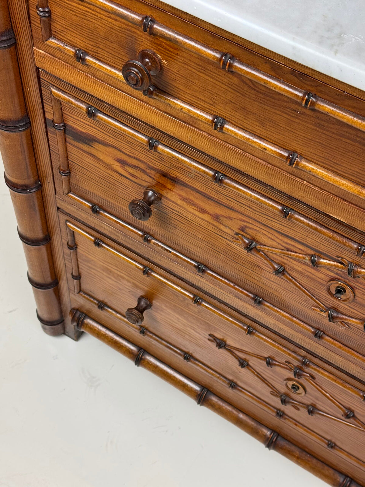 Faux Bamboo Commode with Marble Top, France or Belgium, c. 1900, photo 6