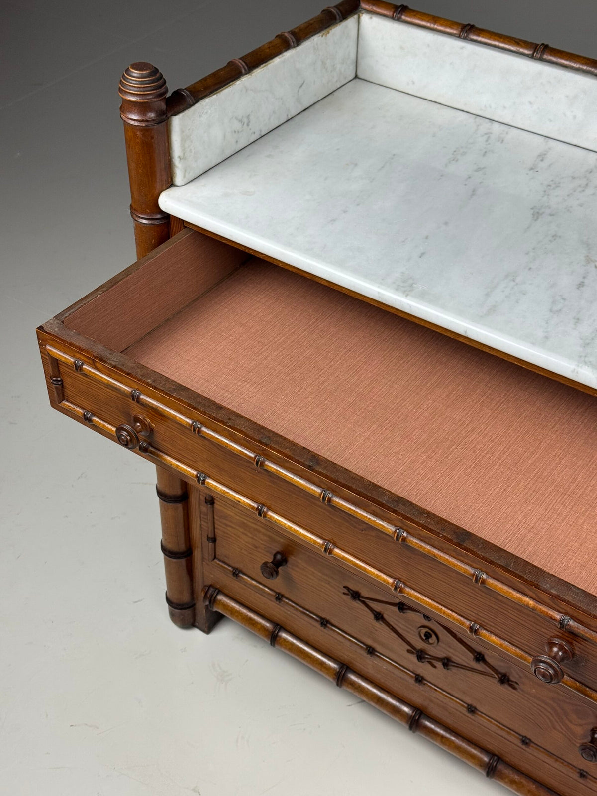 Faux Bamboo Commode with Marble Top, France or Belgium, c. 1900, photo 12