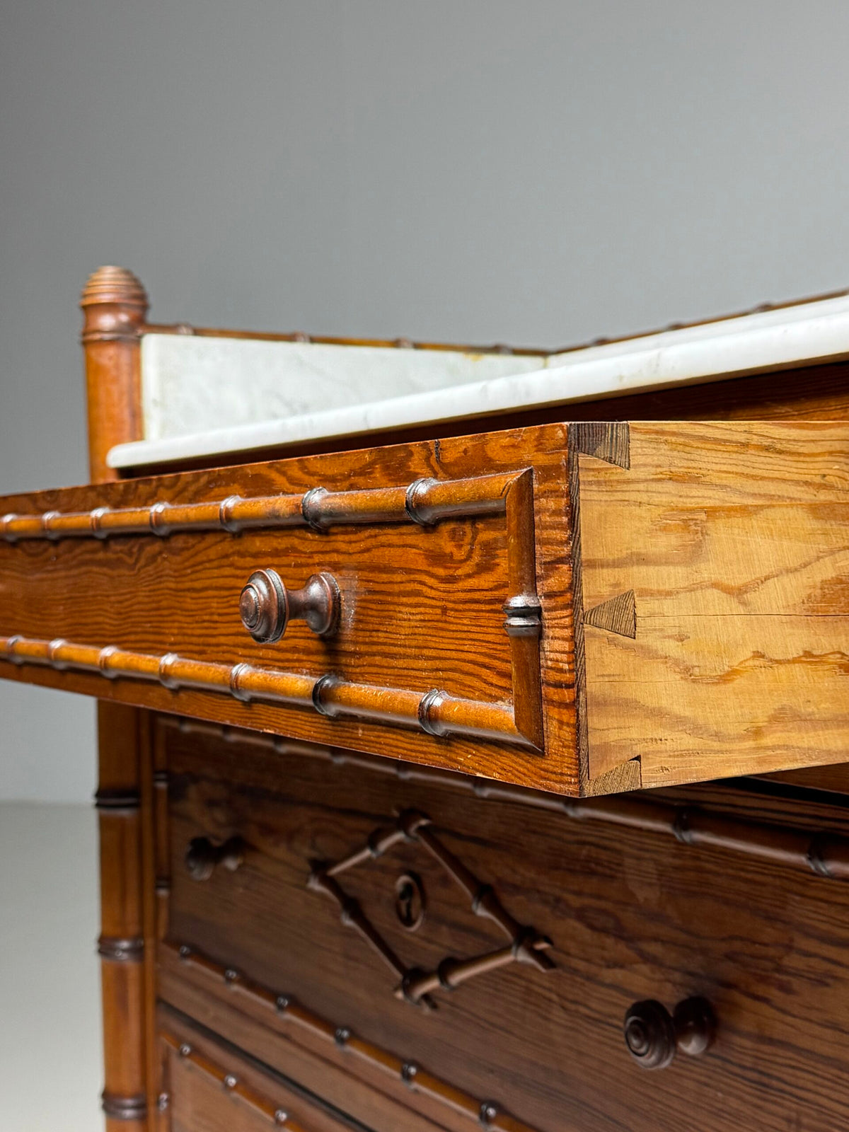 Faux Bamboo Commode with Marble Top, France or Belgium, c. 1900, photo 13