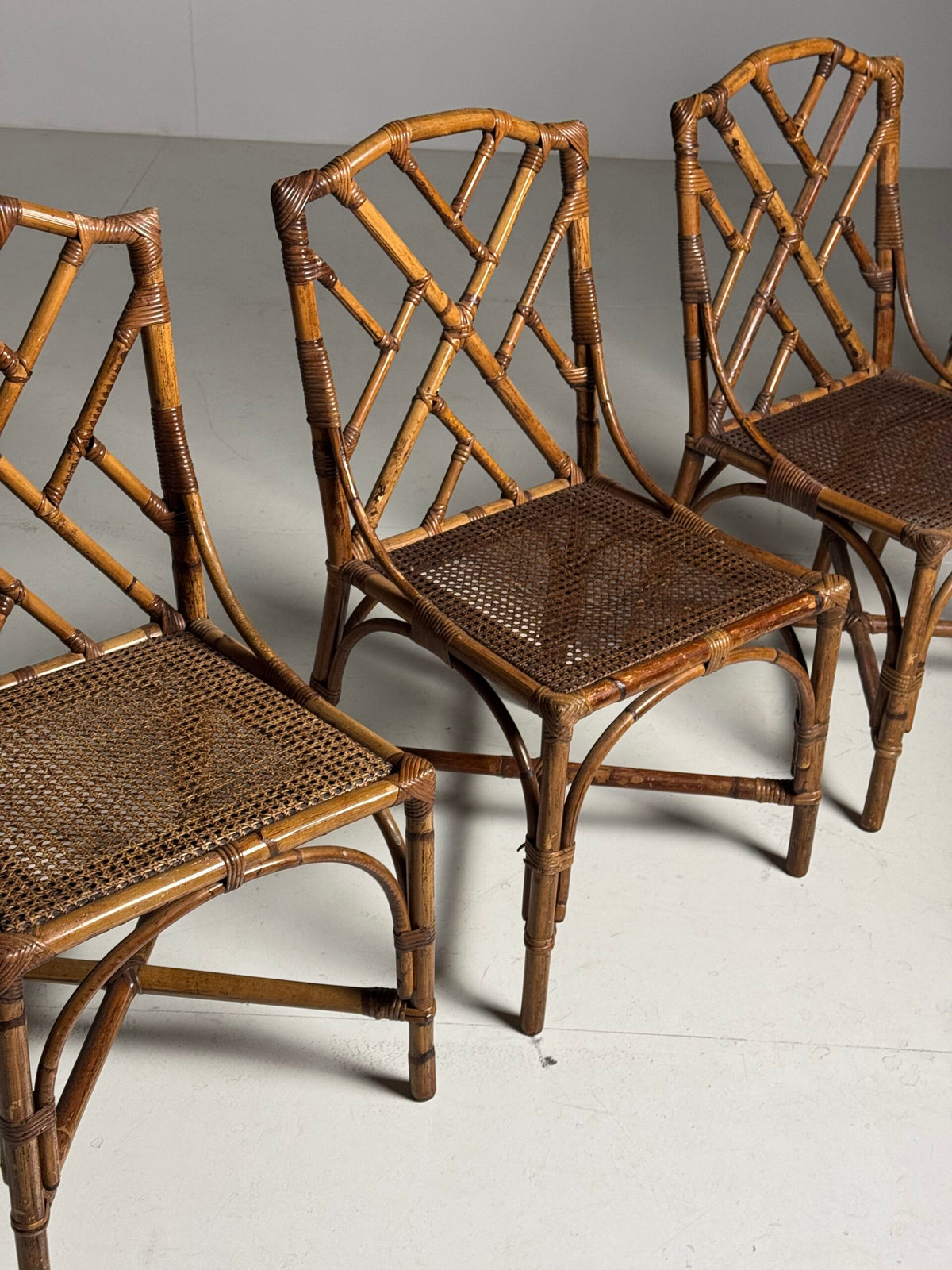 Set of Four French Bamboo Dining Chairs, 20th Century, photo 3