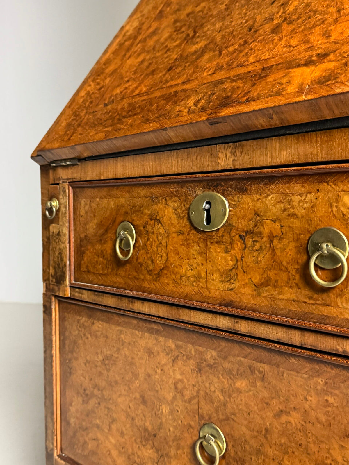 English Burr Walnut Bureau Bookcase, Early 19th Century, photo 14