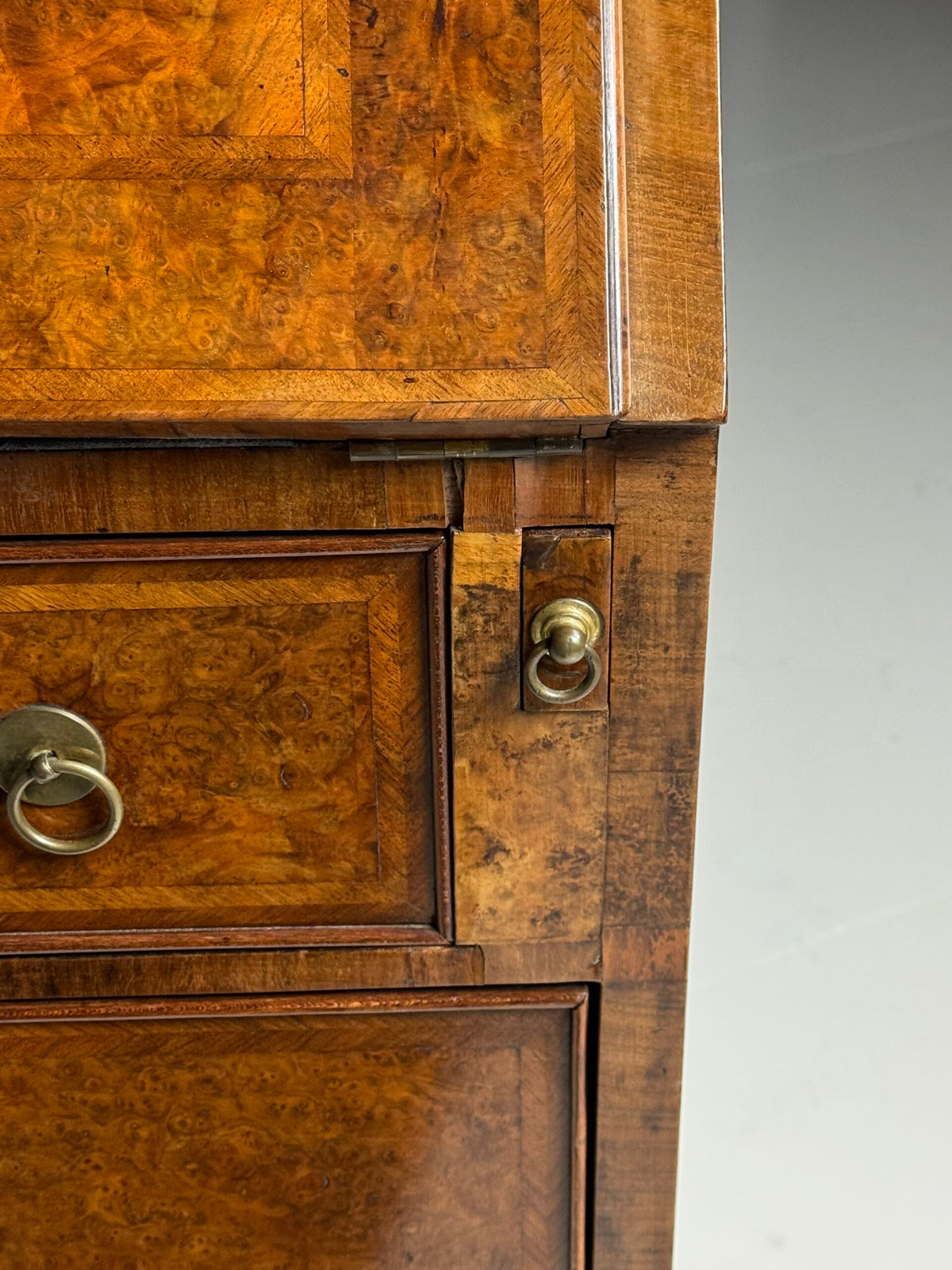 English Burr Walnut Bureau Bookcase, Early 19th Century, photo 16