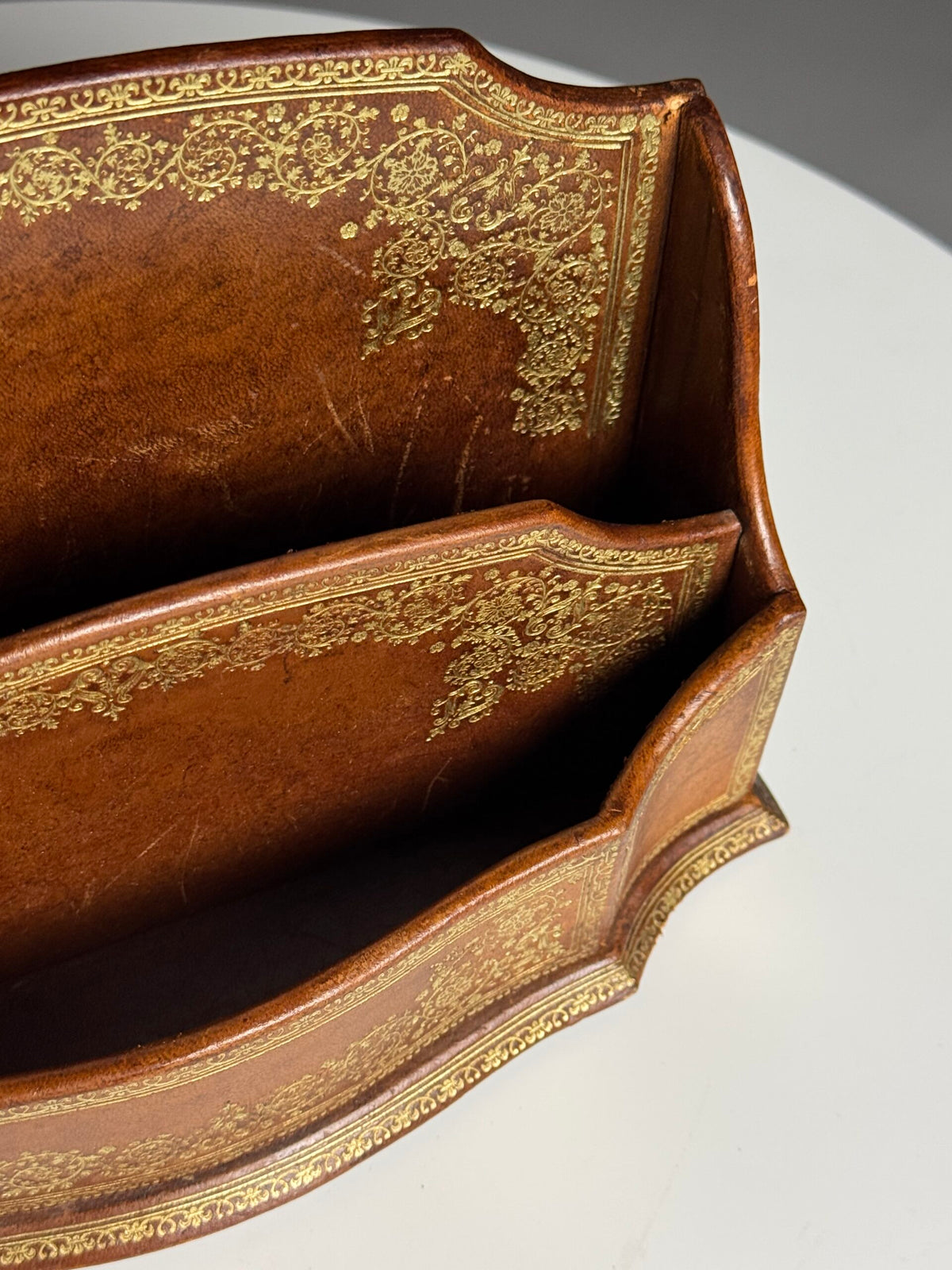 French Leather Desk Organiser with Gilt Decoration, 20th Century, photo 12