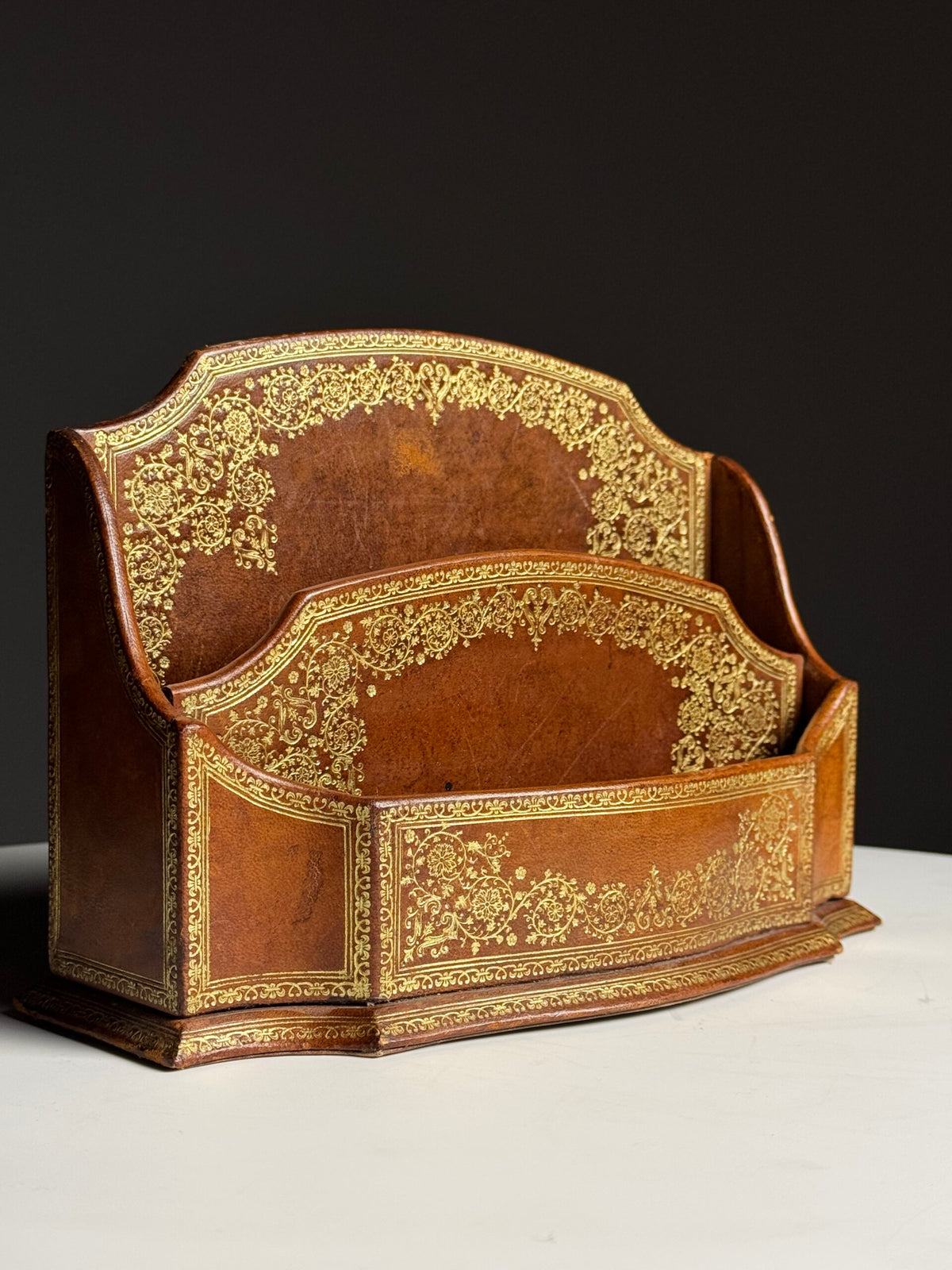 French Leather Desk Organiser with Gilt Decoration, 20th Century, photo 10