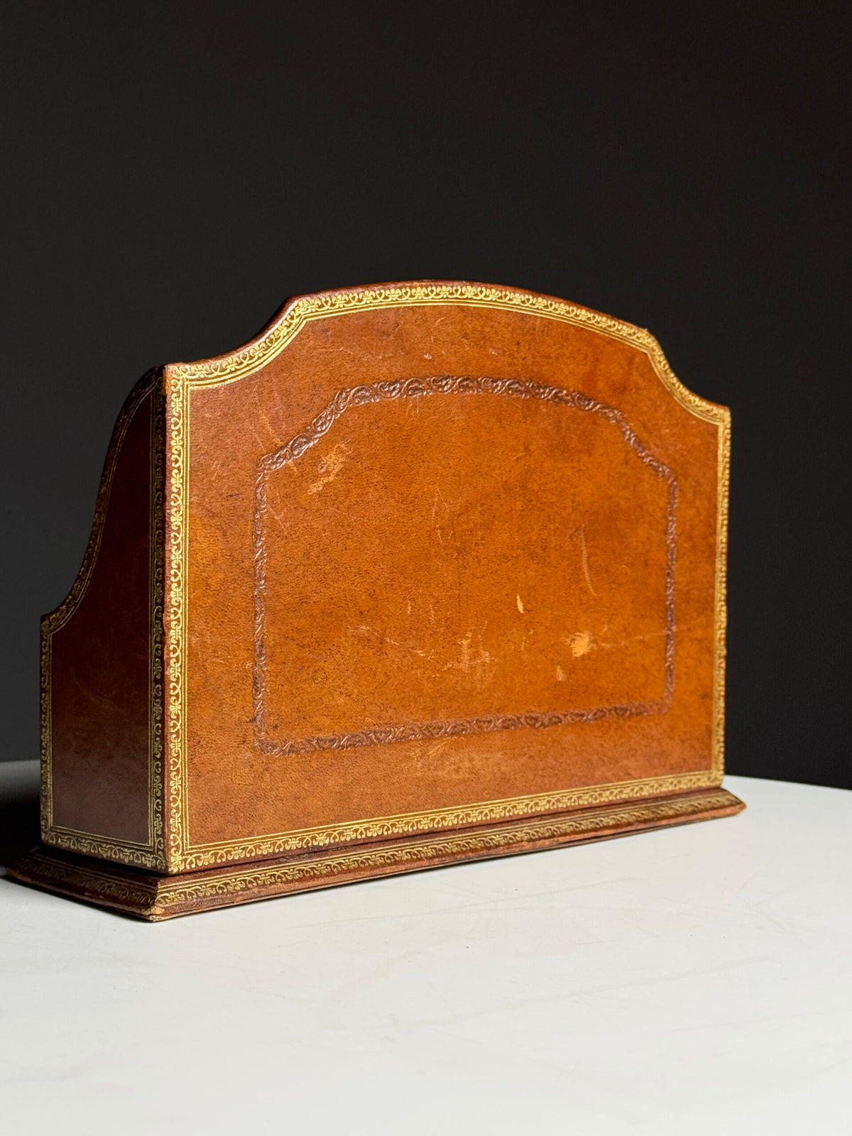 French Leather Desk Organiser with Gilt Decoration, 20th Century, photo 5