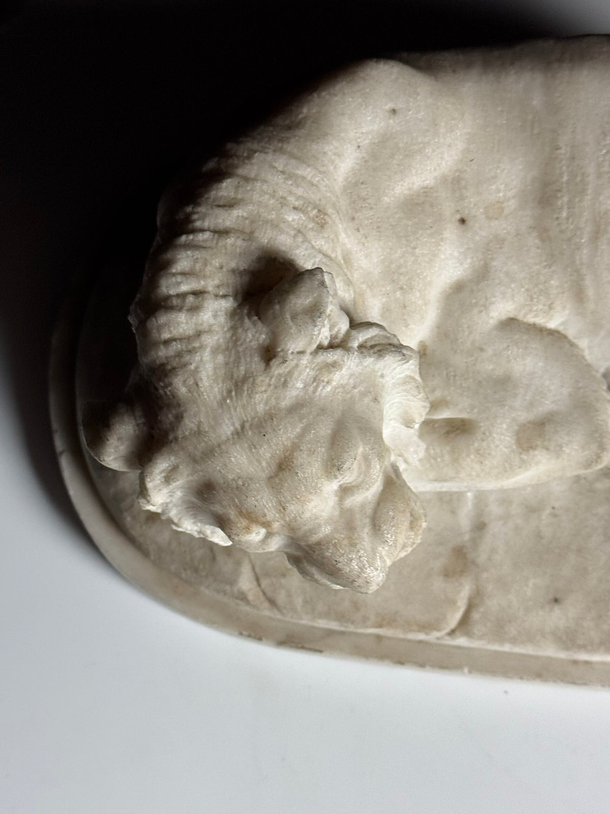 Cast Marble Sculpture of a Reclining Lion, photo 23