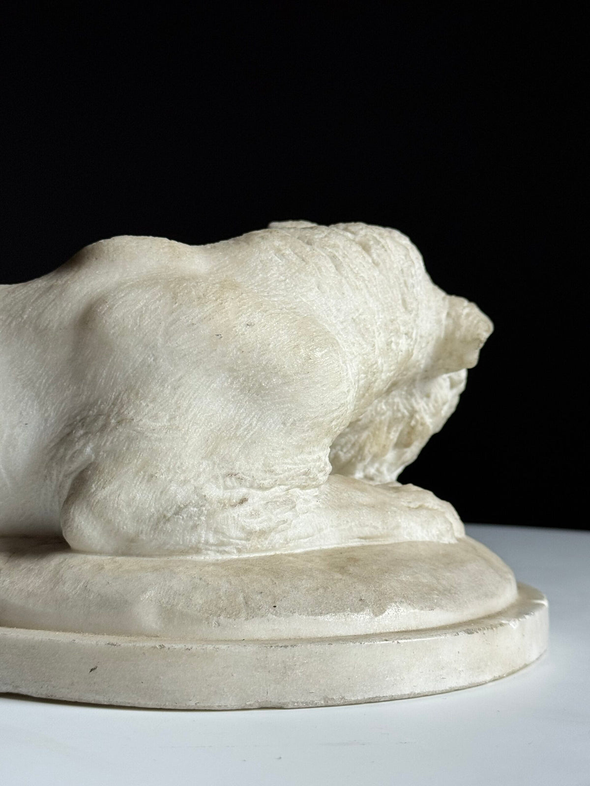Cast Marble Sculpture of a Reclining Lion, photo 15