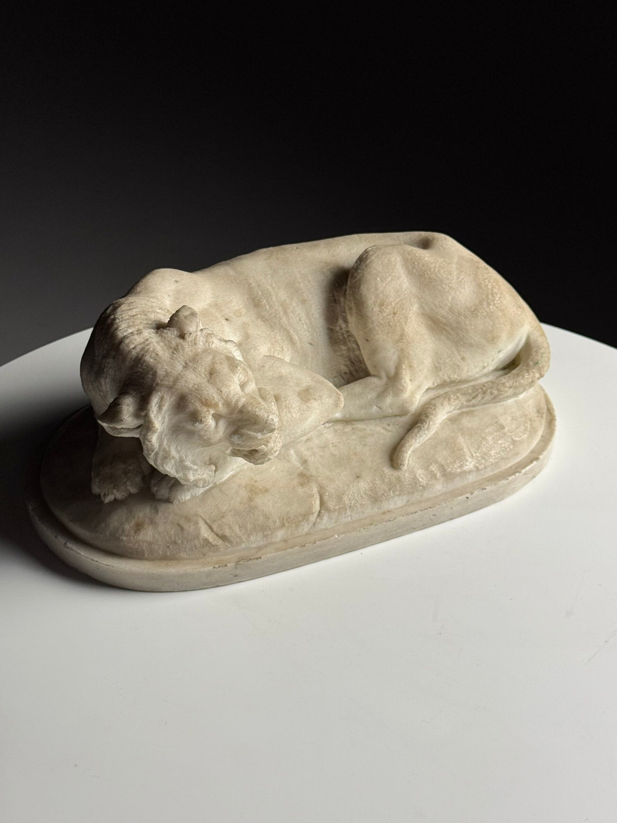 Cast Marble Sculpture of a Reclining Lion, photo 13