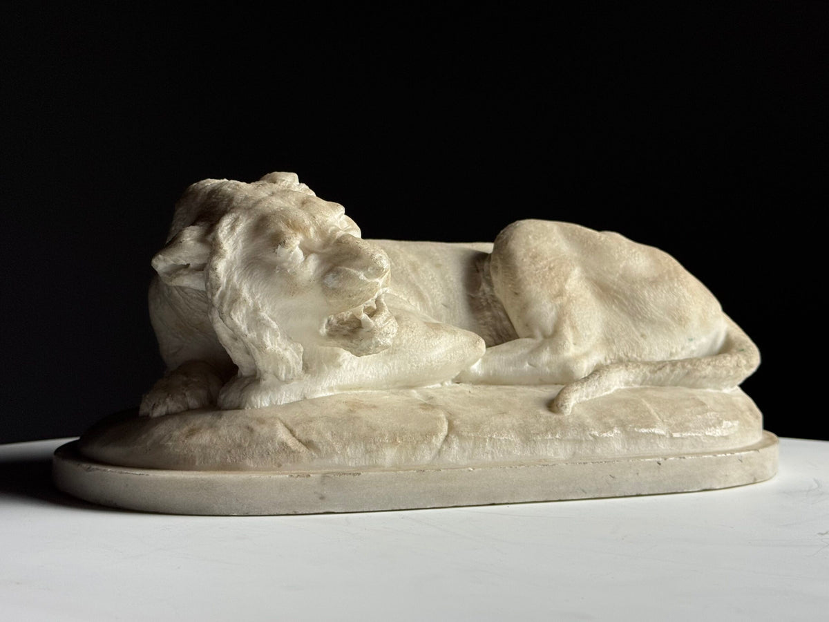 Cast Marble Sculpture of a Reclining Lion, photo 12
