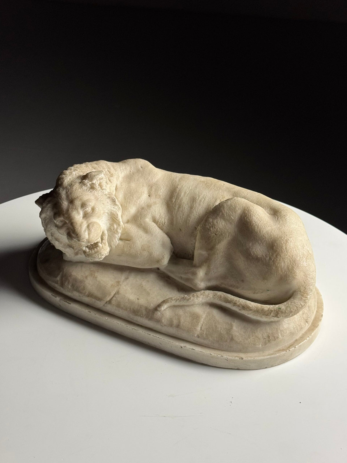 Cast Marble Sculpture of a Reclining Lion, photo 3
