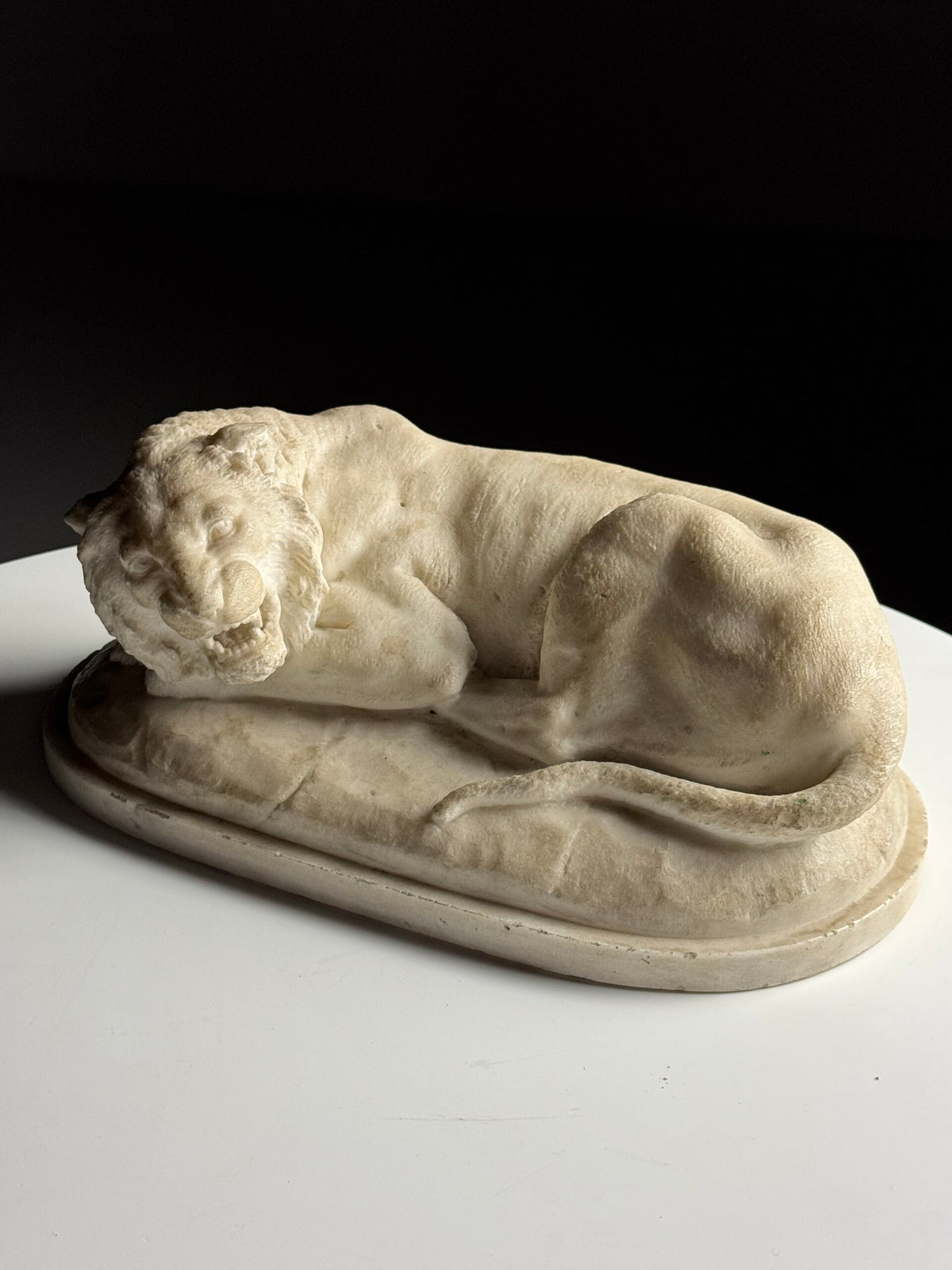 Cast Marble Sculpture of a Reclining Lion, photo 2