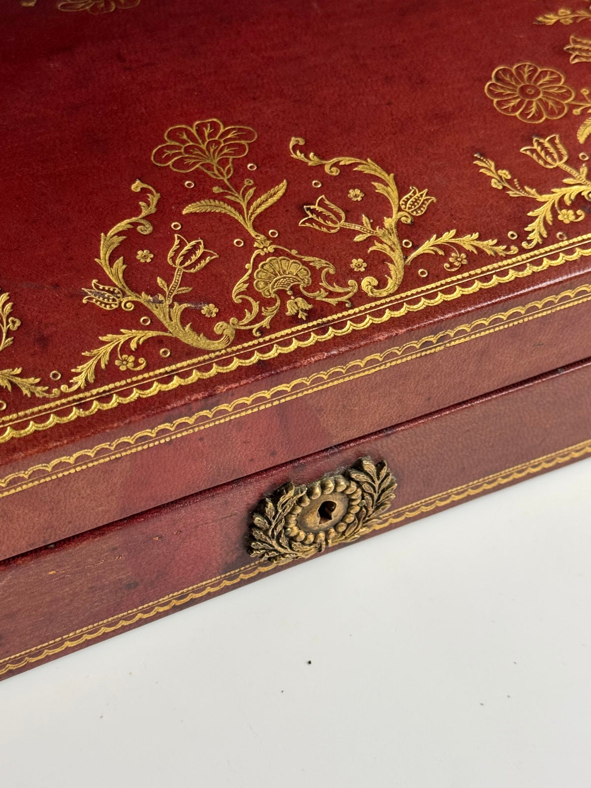 Red Leather Jewellery Box, France, Mid 20th Century, photo 14