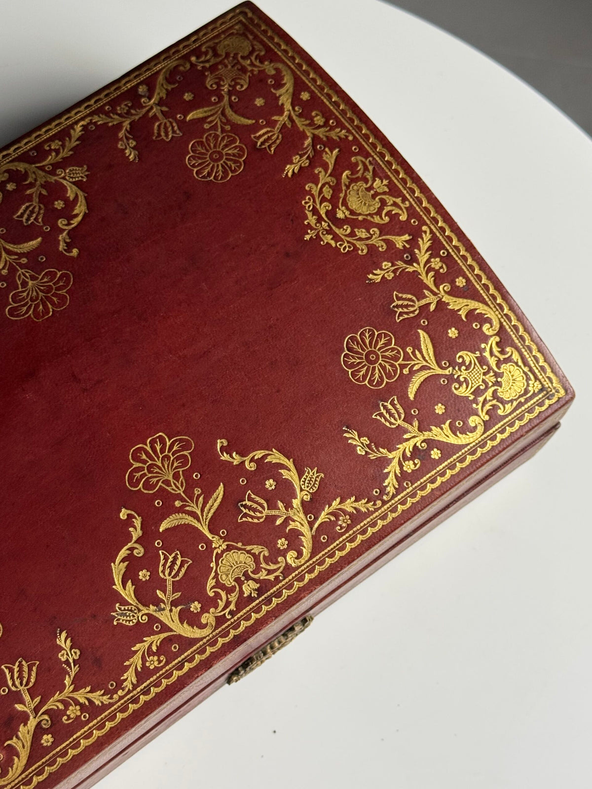 Red Leather Jewellery Box, France, Mid 20th Century, photo 12