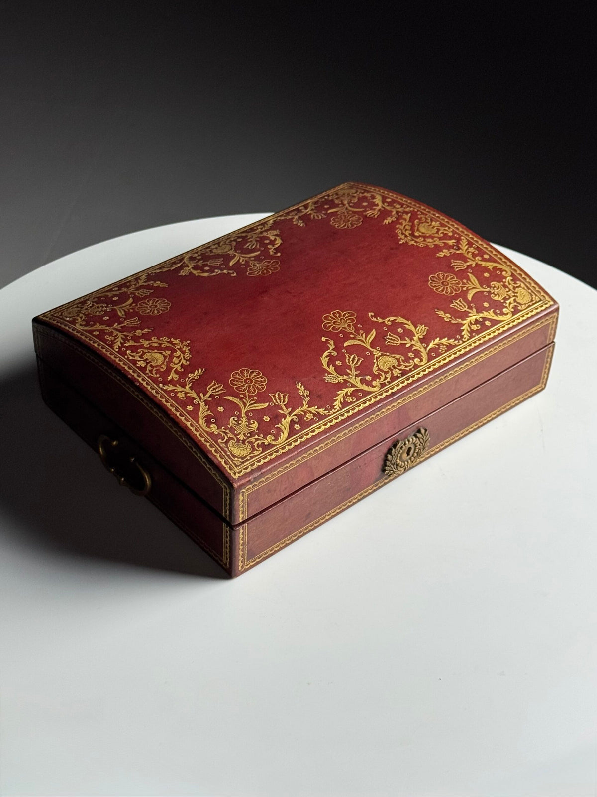Red Leather Jewellery Box, France, Mid 20th Century, photo 2