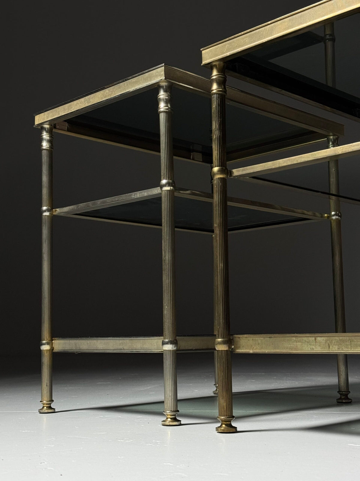 Pair of Vintage French Metal Side Tables with Glass Shelves, photo 14