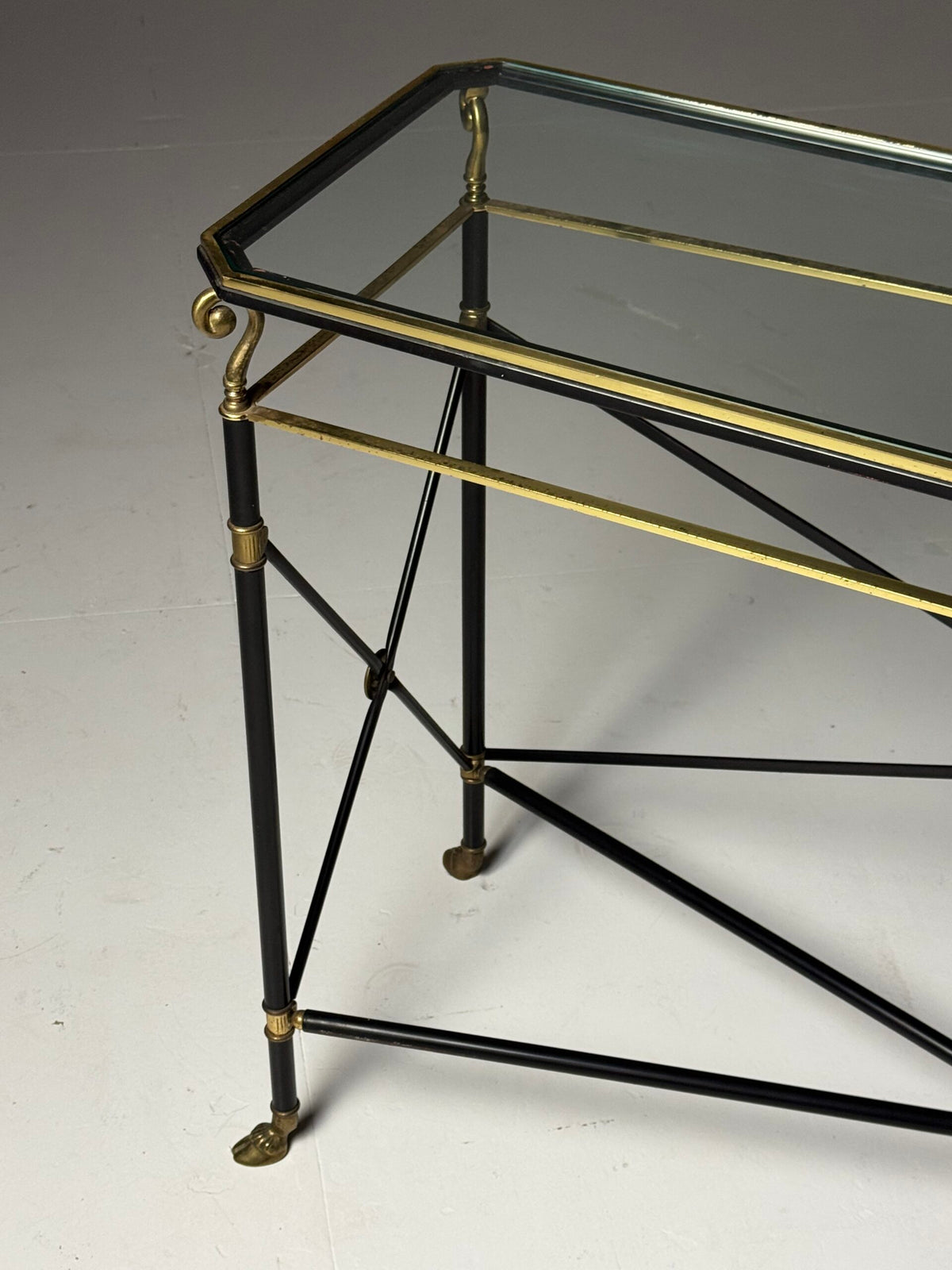 Neoclassical Mid Century Console Table with Gilt Ram Legs, Italy, photo 11