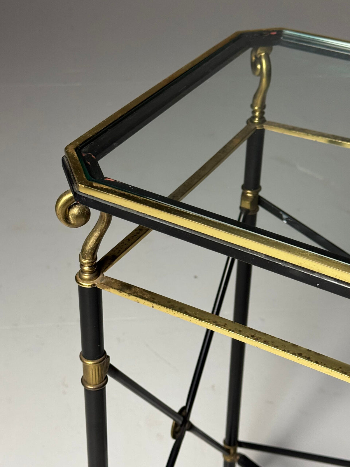 Neoclassical Mid Century Console Table with Gilt Ram Legs, Italy, photo 12