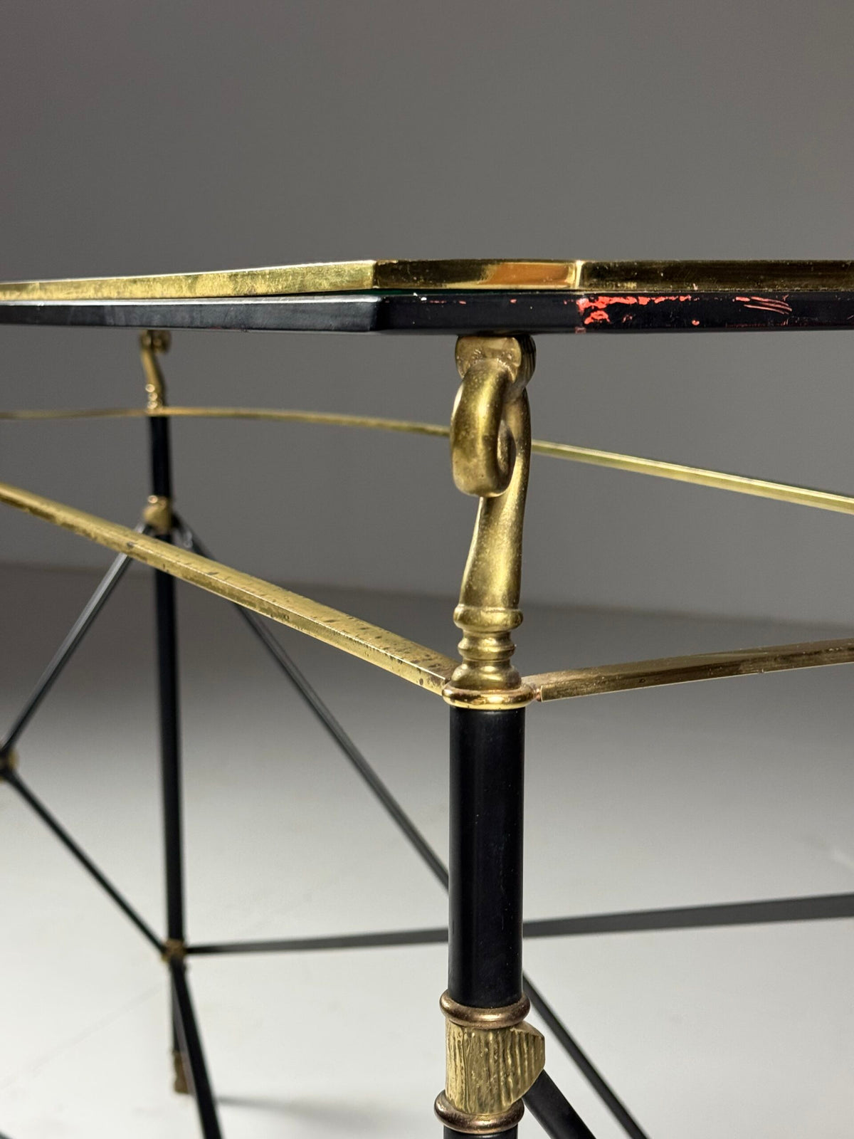 Neoclassical Mid Century Console Table with Gilt Ram Legs, Italy, photo 4
