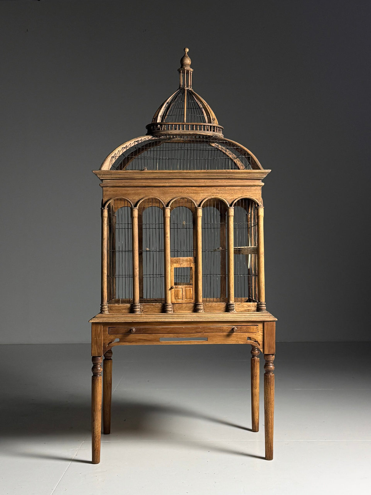 Vintage Solid Teak Birdcage on Legs, photo 15