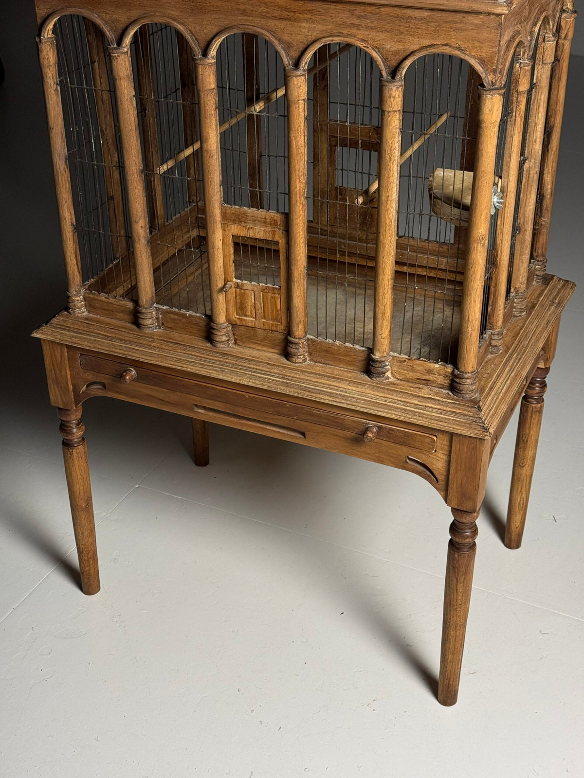 Vintage Solid Teak Birdcage on Legs, photo 13