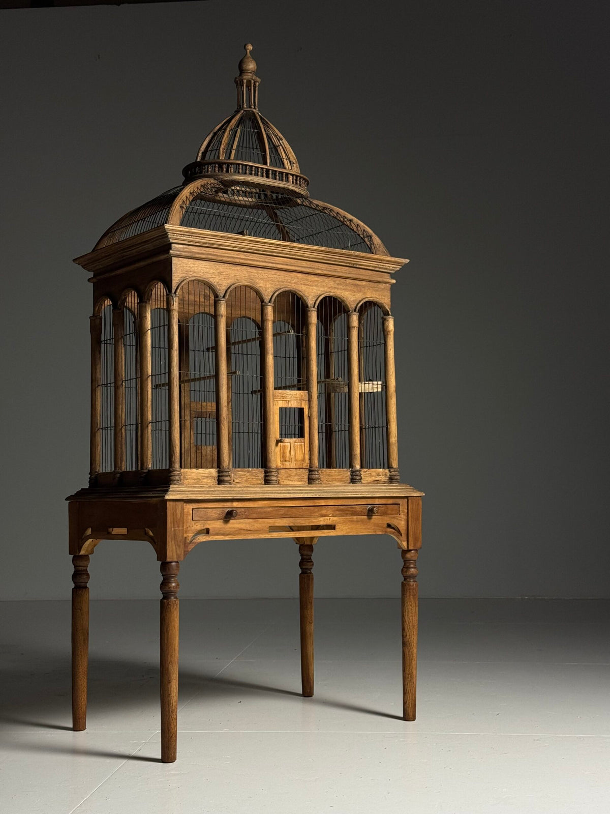 Vintage Solid Teak Birdcage on Legs, photo 8