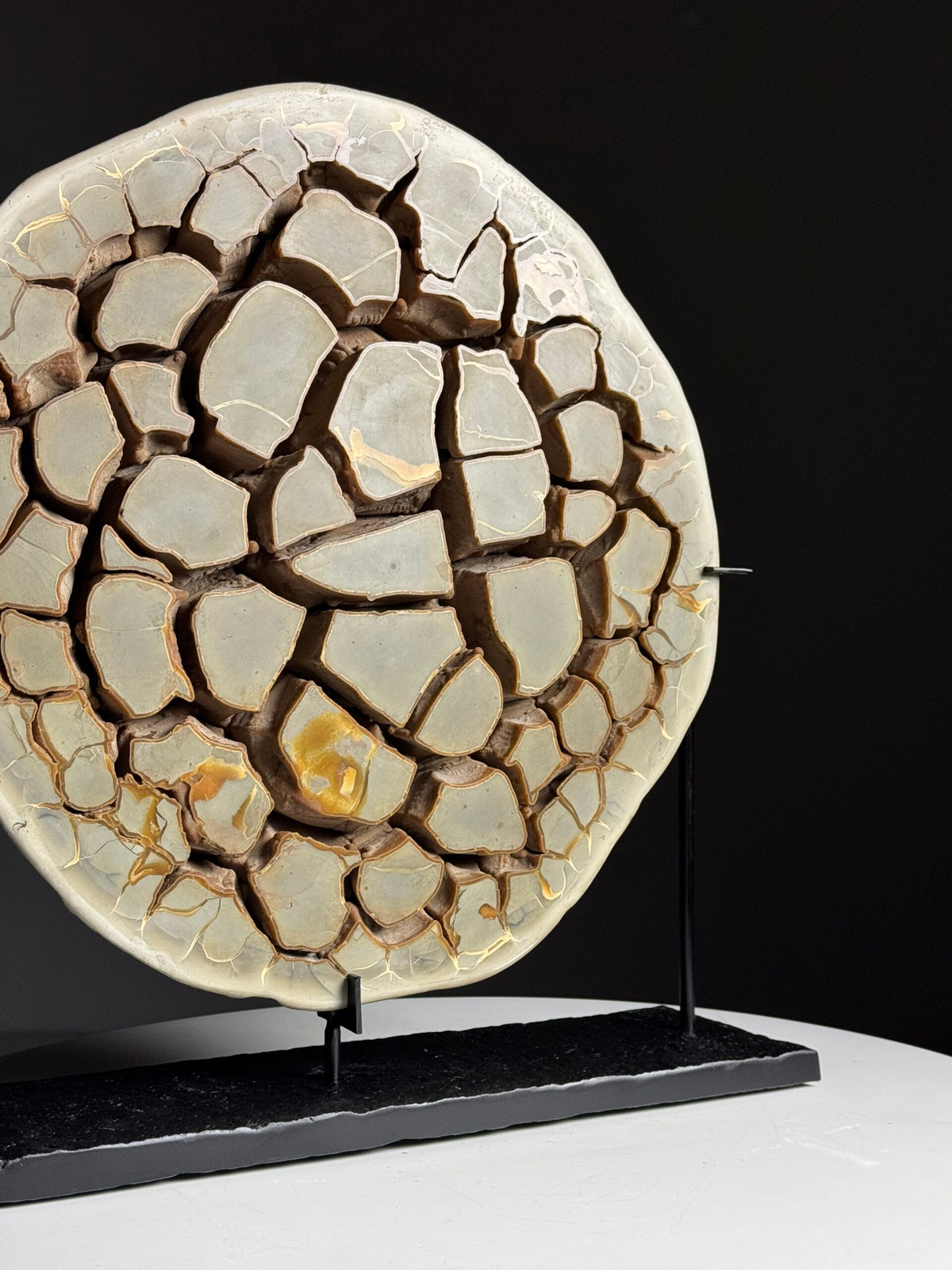 Septaria Nodule Cross Section on Metal Stand, photo 7