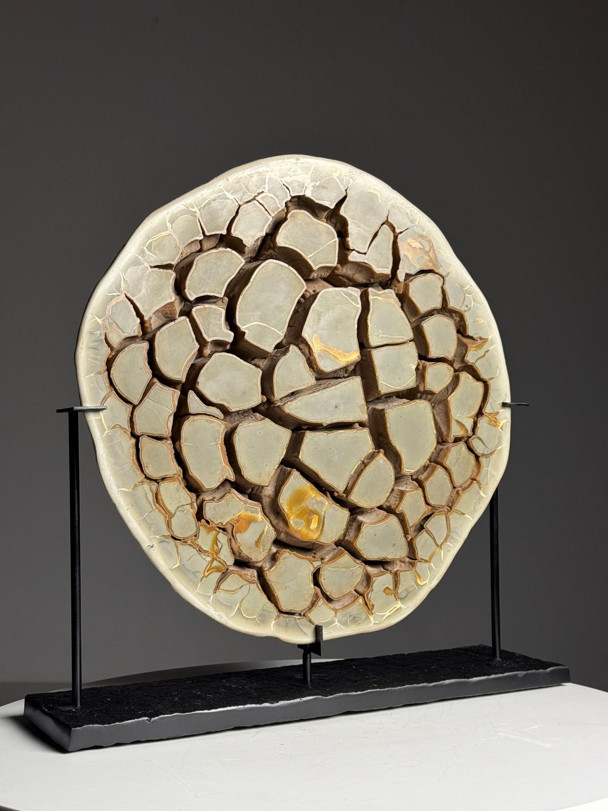 Septaria Nodule Cross Section on Metal Stand, photo 5