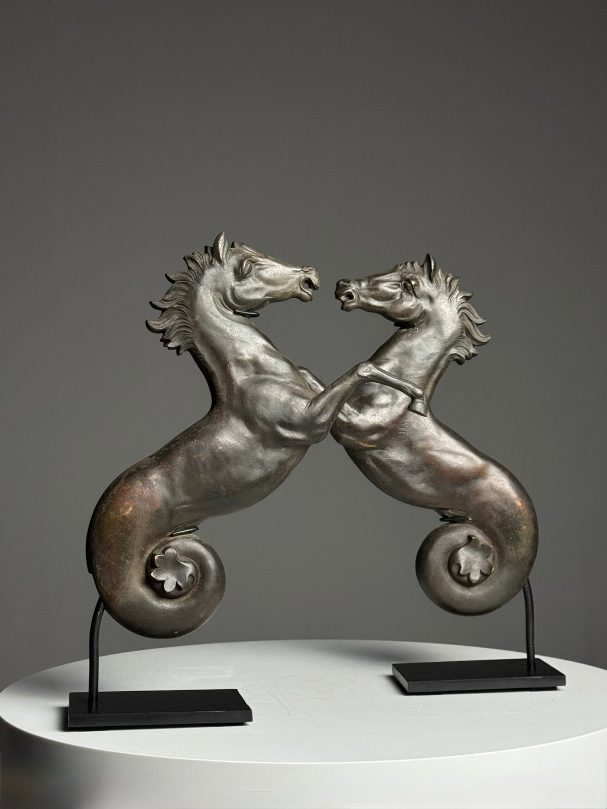 Bronze Seahorse Sculpture in Two Halves, France, c. 1960, photo 3