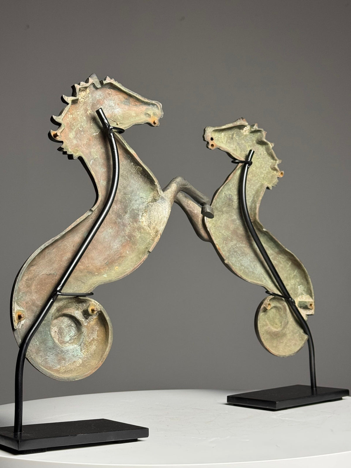 Bronze Seahorse Sculpture in Two Halves, France, c. 1960, photo 5