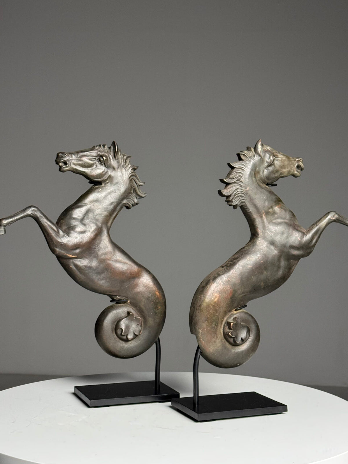 Bronze Seahorse Sculpture in Two Halves, France, c. 1960, photo 10