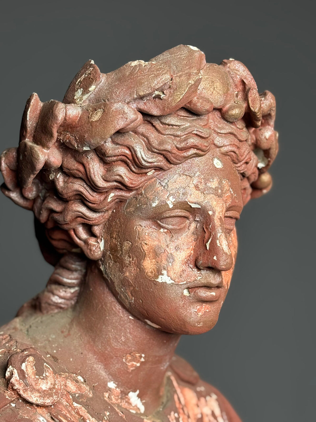 Plaster Statue of a Greek Goddess, Terracotta Painted, Early 20th Century, photo 6