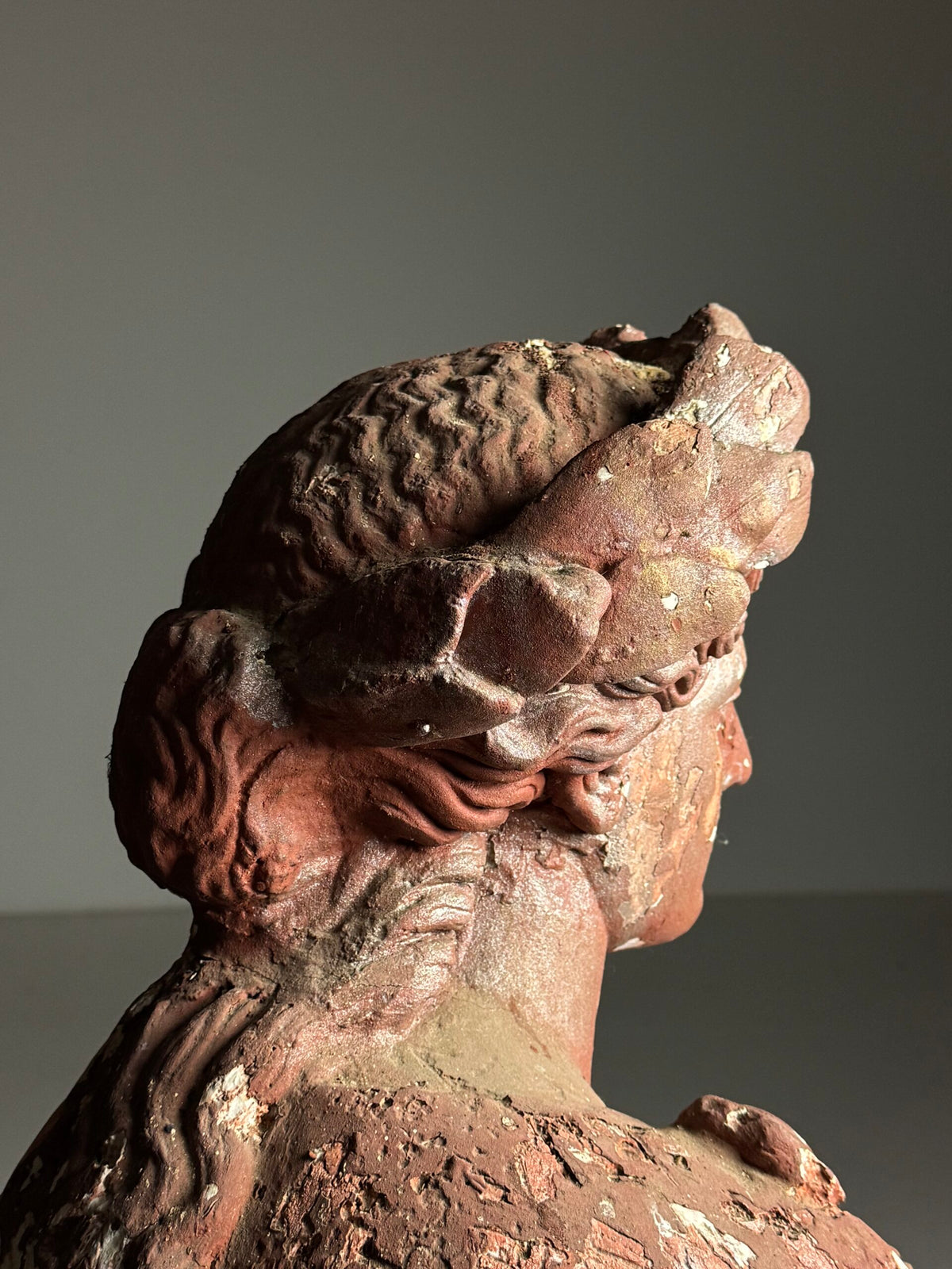 Plaster Statue of a Greek Goddess, Terracotta Painted, Early 20th Century, photo 15