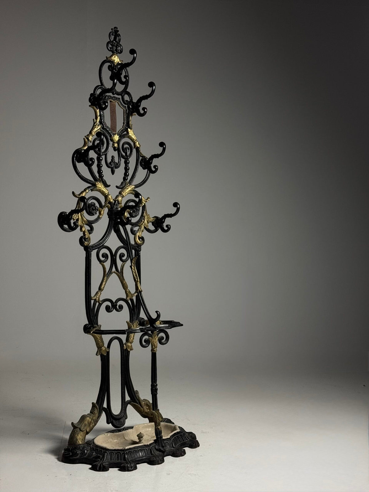 French Cast Iron Hall Stand with Umbrella Holder, 19th Century, photo 25