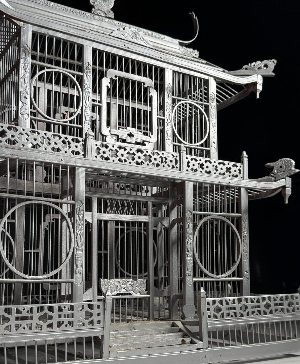 Asian Style Wooden Birdcage, Mid 20th Century, photo 12