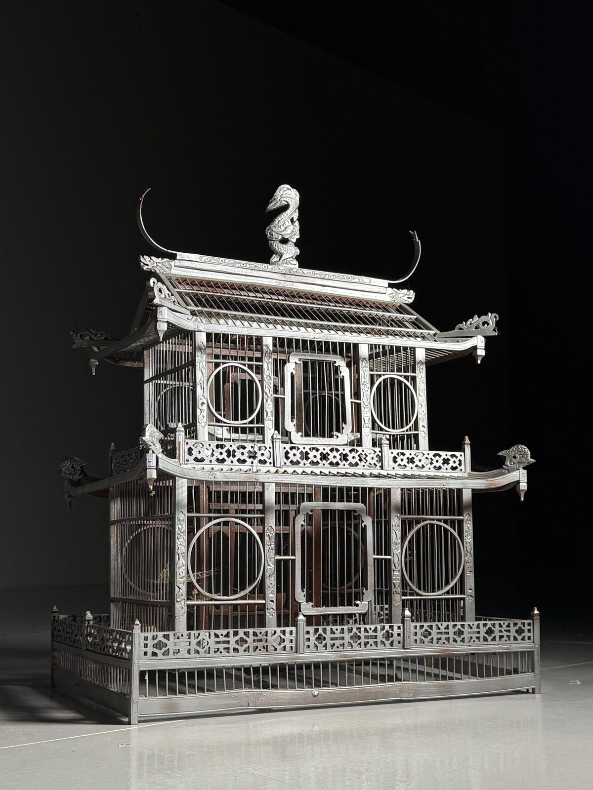 Asian Style Wooden Birdcage, Mid 20th Century, photo 14