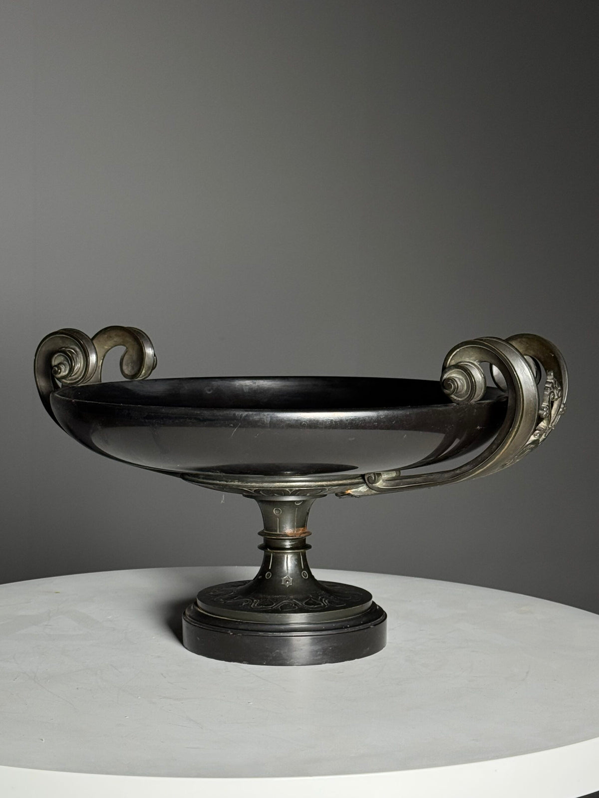 Bronze and Slate Tazza by Ferdinand Levillain, c. 1860, photo 1