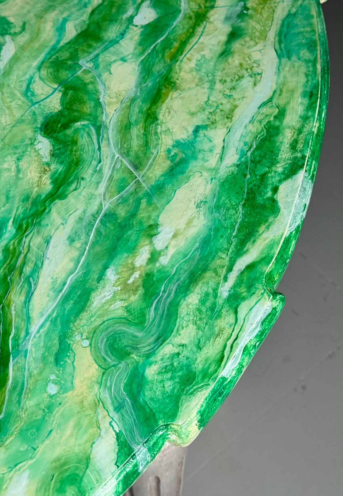 Pair of Louis XVI Style Console Tables with Malachite Painted Tops, photo 16