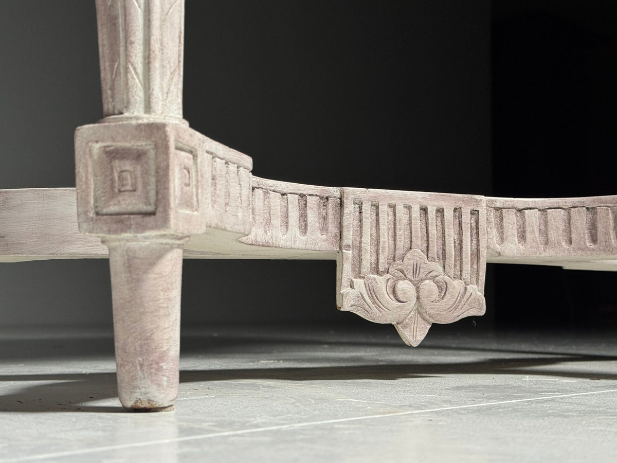 Pair of Louis XVI Style Console Tables with Malachite Painted Tops, photo 11