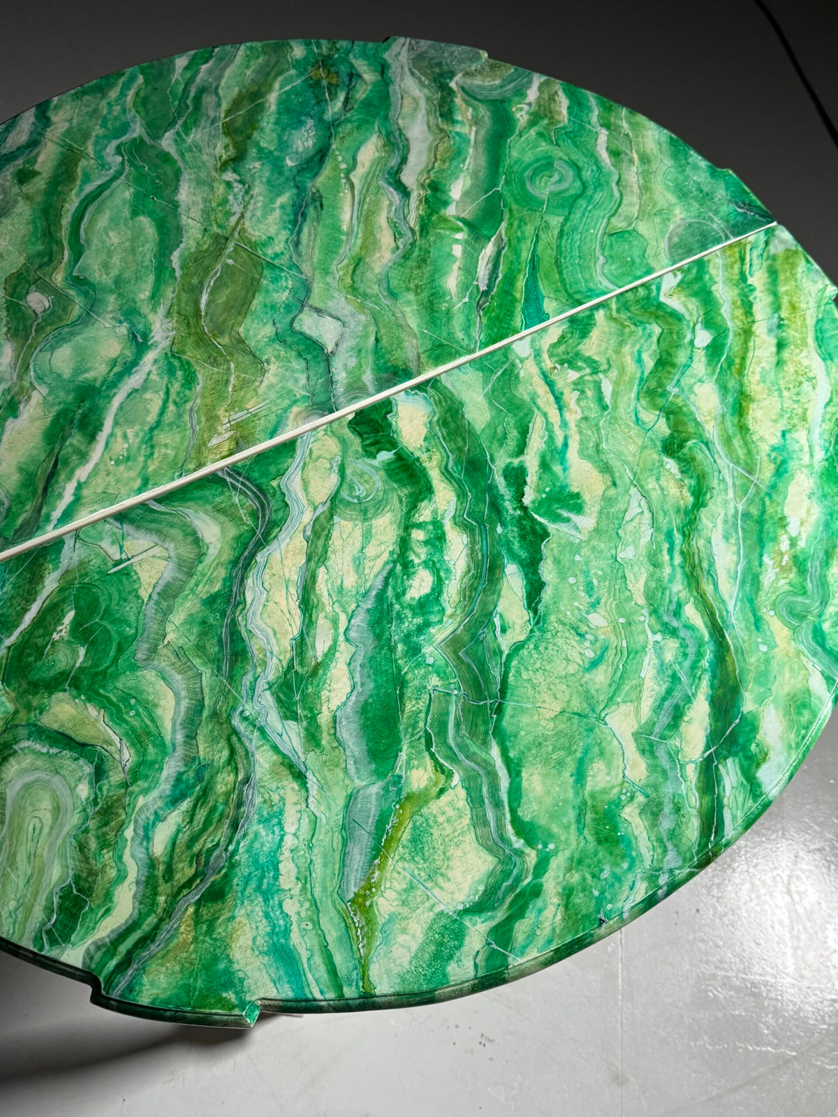 Pair of Louis XVI Style Console Tables with Malachite Painted Tops, photo 6