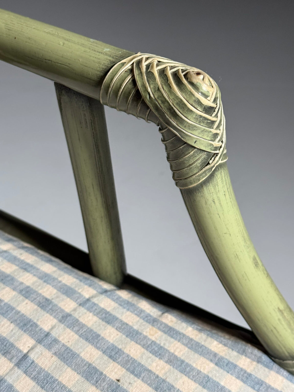 Olive Green Bamboo Armchair, circa 1980, photo 7