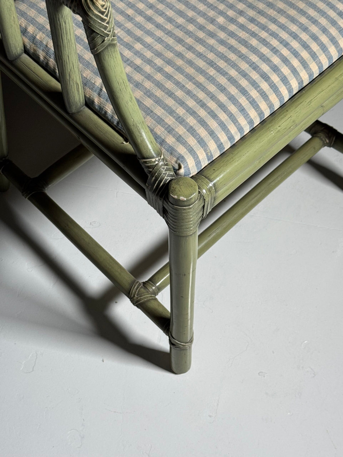 Olive Green Bamboo Armchair, circa 1980, photo 6