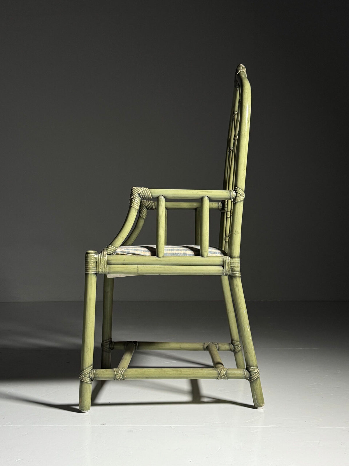 Olive Green Bamboo Armchair, circa 1980, photo 4