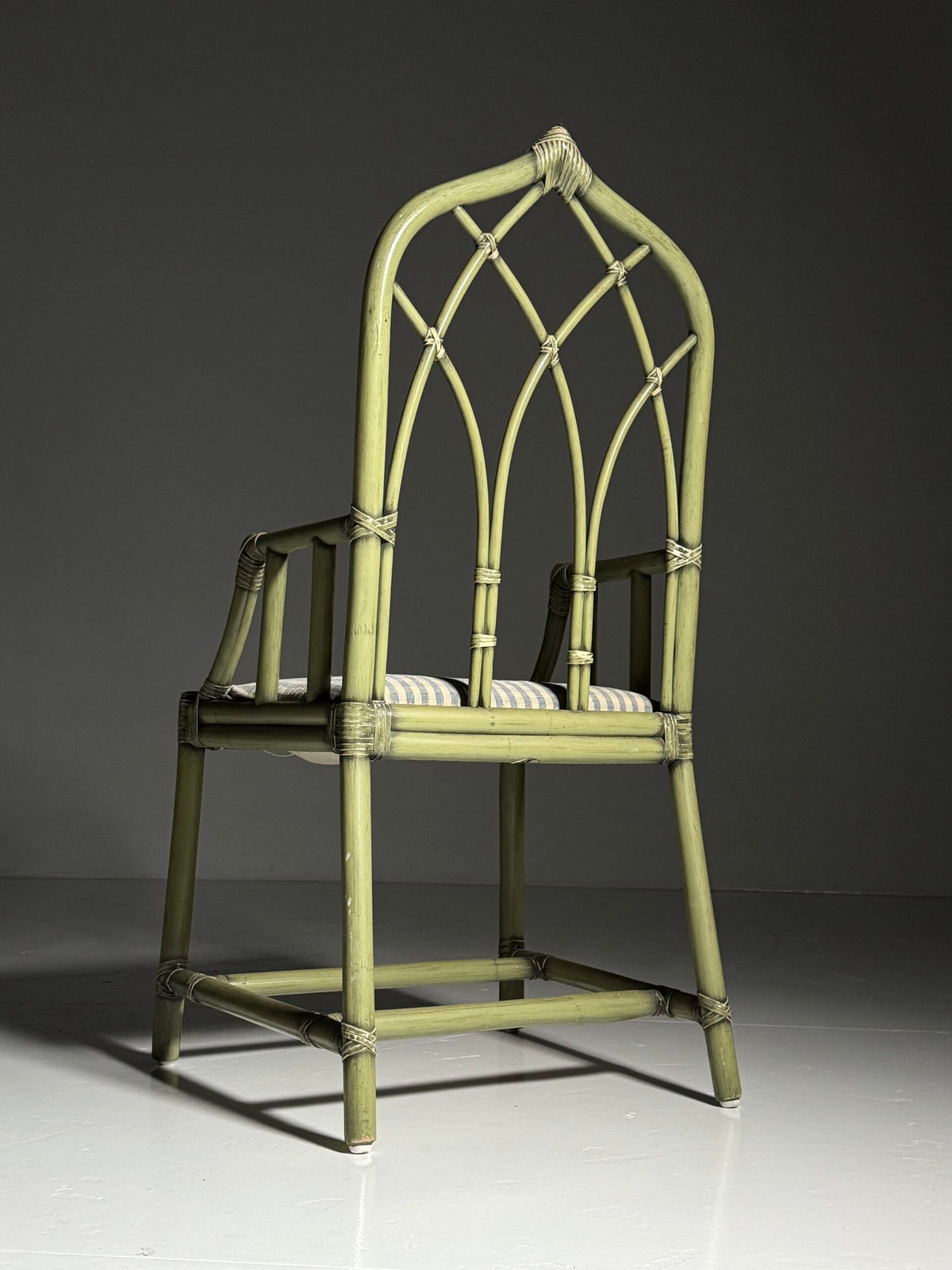 Olive Green Bamboo Armchair, circa 1980, photo 3