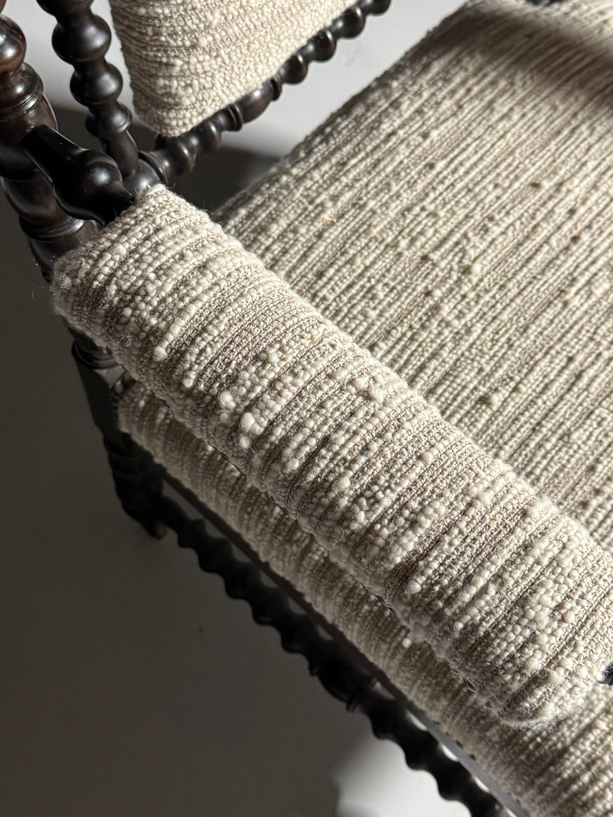 English Bobbin Armchair in Boucle, c. 1890, photo 12