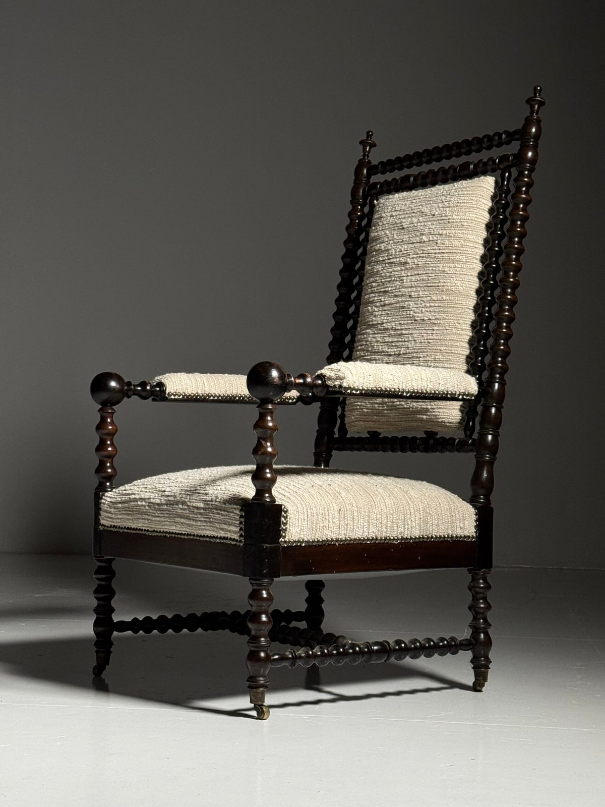 English Bobbin Armchair in Boucle, c. 1890, photo 1