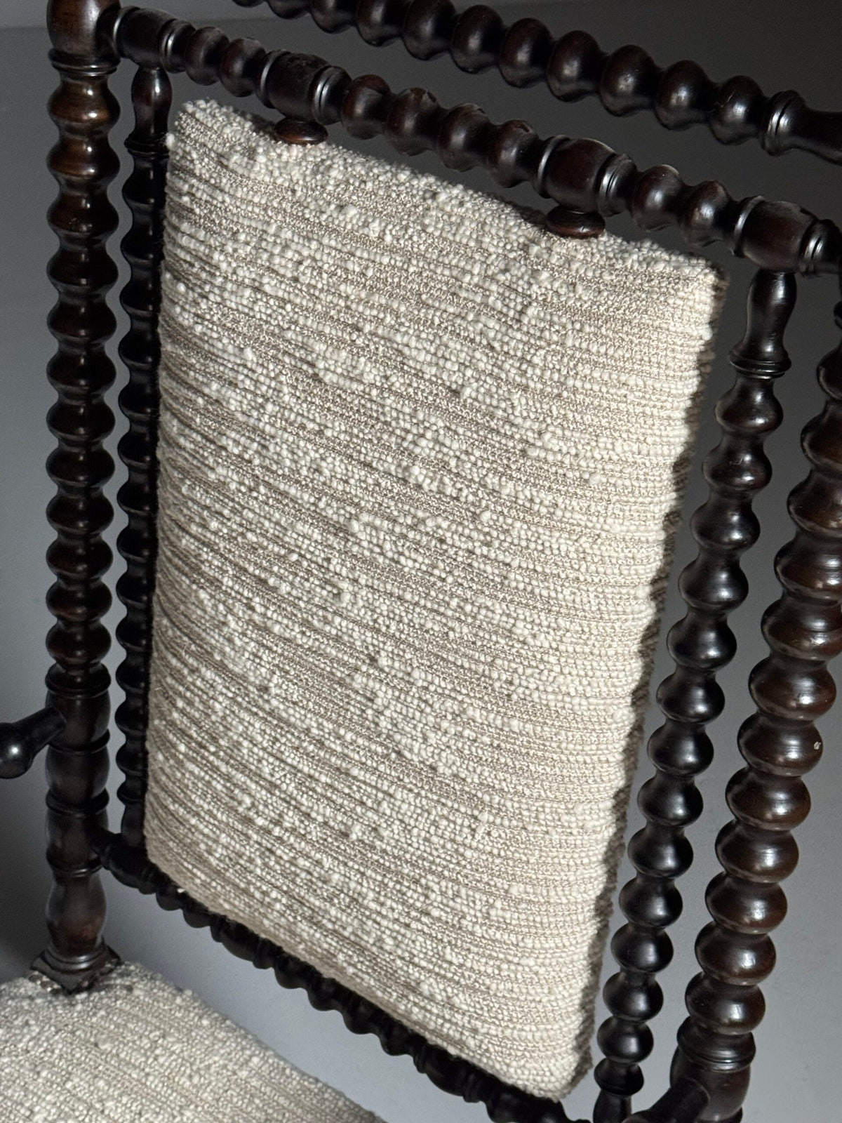 English Bobbin Armchair in Boucle, c. 1890, photo 19