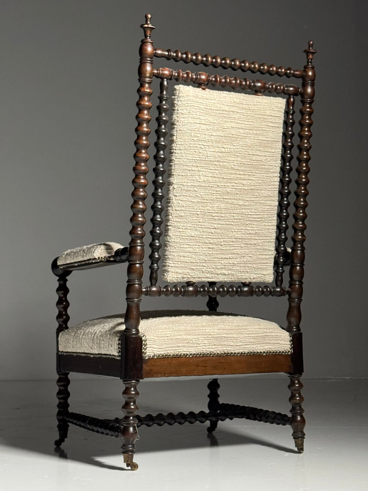 English Bobbin Armchair in Boucle, c. 1890, photo 20