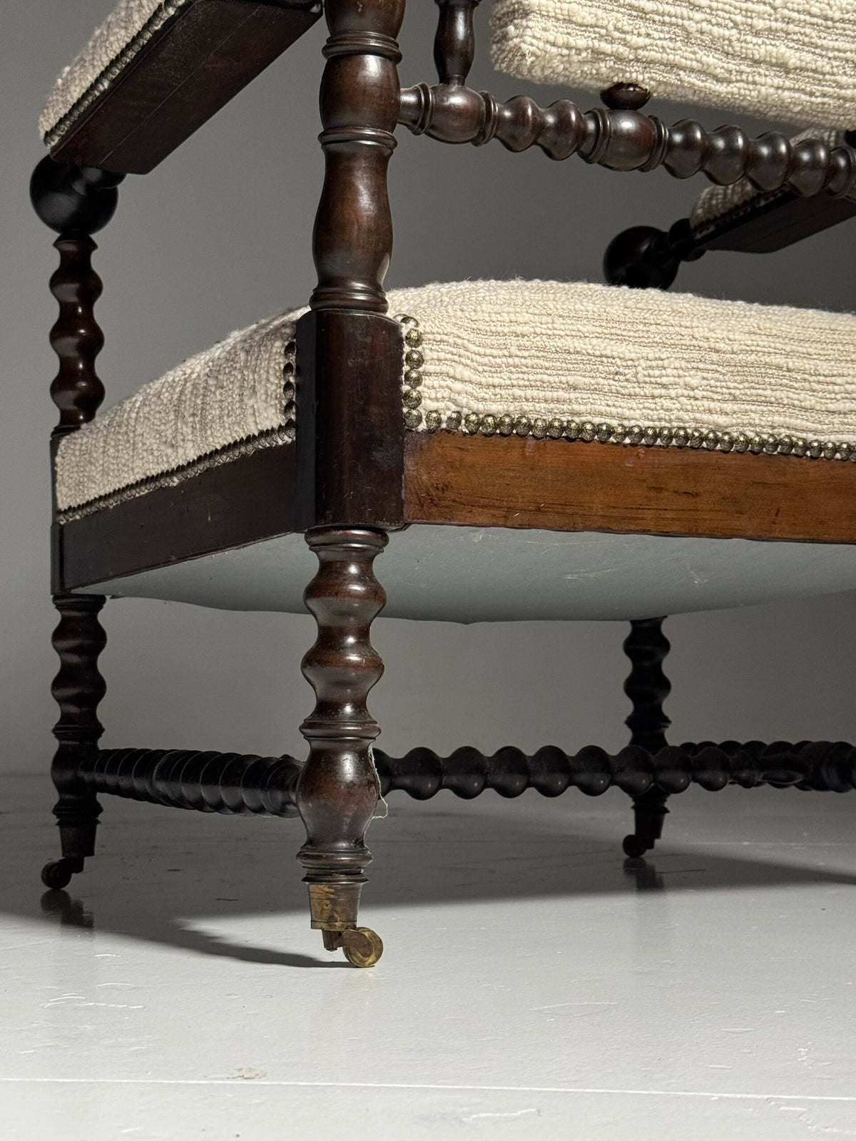 English Bobbin Armchair in Boucle, c. 1890, photo 21